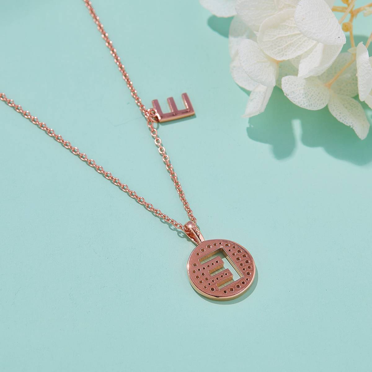 E-style pendant S925 silver plated rose gold Moissanite light luxury letter necklace